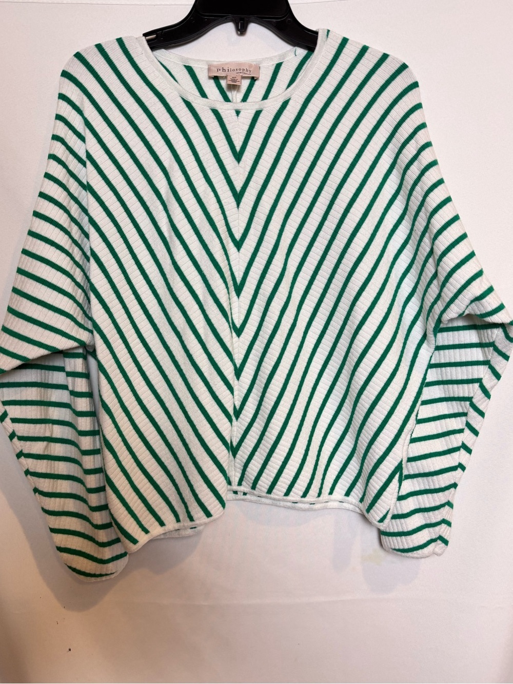Philosophy Diagonal Stripe Sweater - White & Green Small